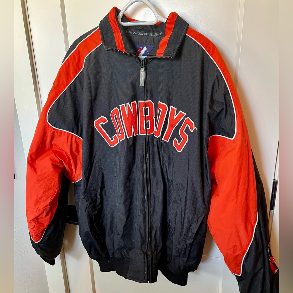 Vintage Oklahoma State Cowboys Black and Orange Bomber Coat/Jacket